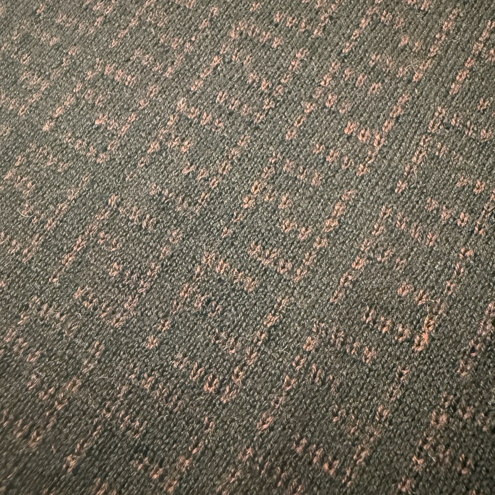 Fendi Brown Zucca Wool Scarf with Tan Logo Detail